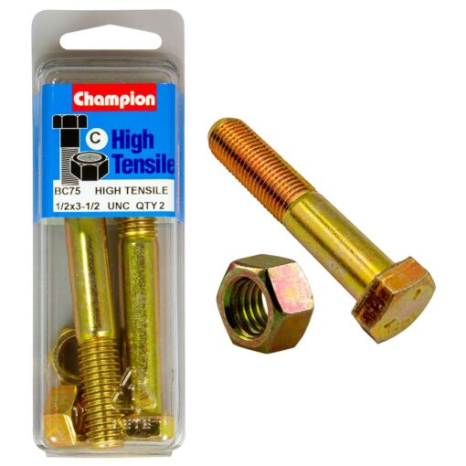 Champion 3-1/2in x 1/2in Bolt & Nut (C) - GR5