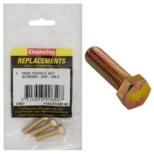 Champion 5/16in x 1-1/4in UNF Set Screw -Gr5 -5pk