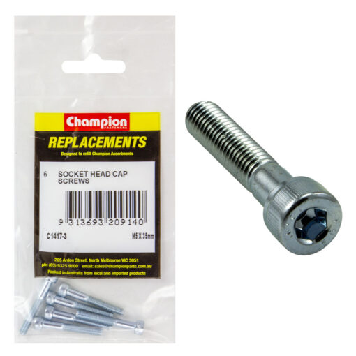 Champion M5 x 35mm Socket Head Cap Screw-Din912-Gr12.9-6pk