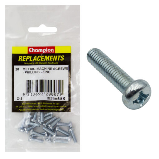 Champion M5 x 16mm Machine Screw P/H Phillips -20pk