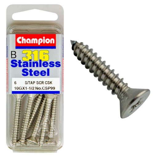 Champion 10G x 1-1/2in S/Tapp Set Screw - CSK 316/A4 (C)