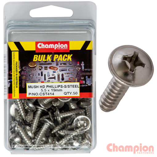 Champion S/Tapping Screws - Mushroom Head - 5.5 x 19mm