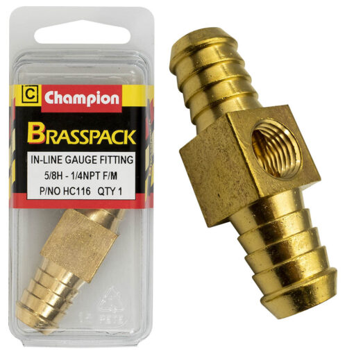 Champion In-Line Gauge Fittings Brass 5/8inH-1/4inNpt Female