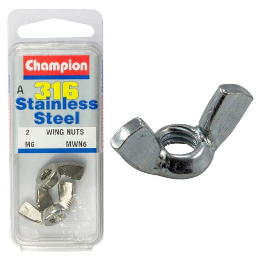 Champion 6mm Wing Nut - 316/A4