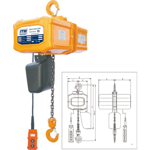 ITM 240V Electric Hoist-1 Ton-3 Meter Lift