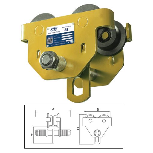 ITM Push Girder Trolley-3 Ton-100-305mm Beam Width