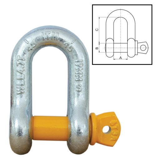 ITM Dee Shackle-Yellow Pin GS Screw Pin-4.7 Ton-19mm Body