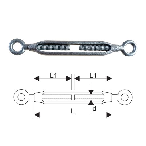 ITM Turnbuckle-Galvanised Commercial-Eye & Eye-16mm