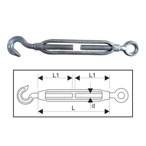 ITM Turnbuckle-Galvanised Commercial-Hook & Eye-20mm