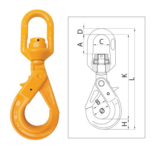 ITM G80 Eye Swivel Self Locking Hook - 6mm Chain